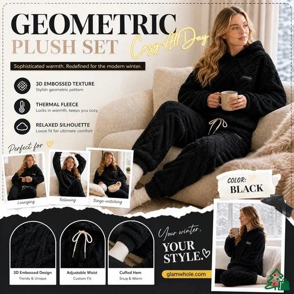 ⏳LAST DAY SALE ONLY ￡23.99!!🔥🍂 Embossed Geometric Plush Set – Timeless Comfort & Effortless Style For Every Occasion