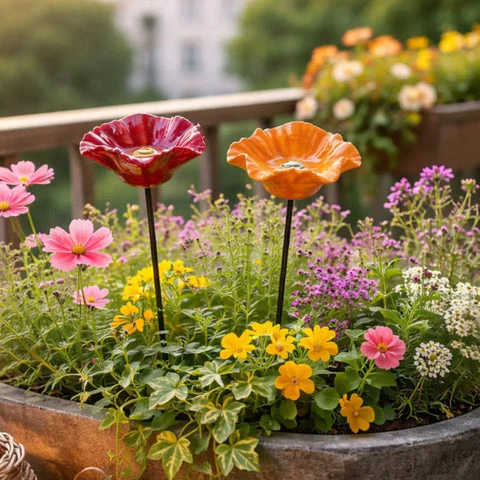 Dot's BeeBlossoms – Weatherproof Ceramic Watering Stations, Set of 4