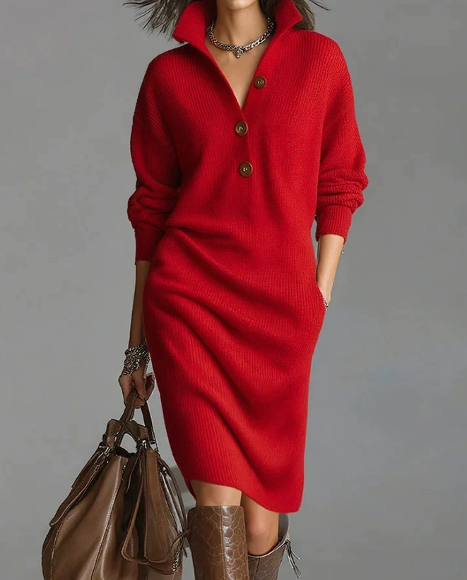 Women's 2026 Elegant Longsleeves Knit Pullover Dress