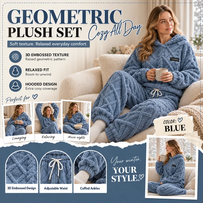 ⏳LAST DAY SALE ONLY ￡23.99!!🔥🍂 Embossed Geometric Plush Set – Timeless Comfort & Effortless Style For Every Occasion