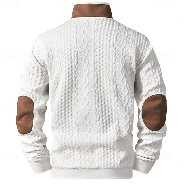 Men's Jacquard Sweatshirt Button Up Sweatshirts Pullover