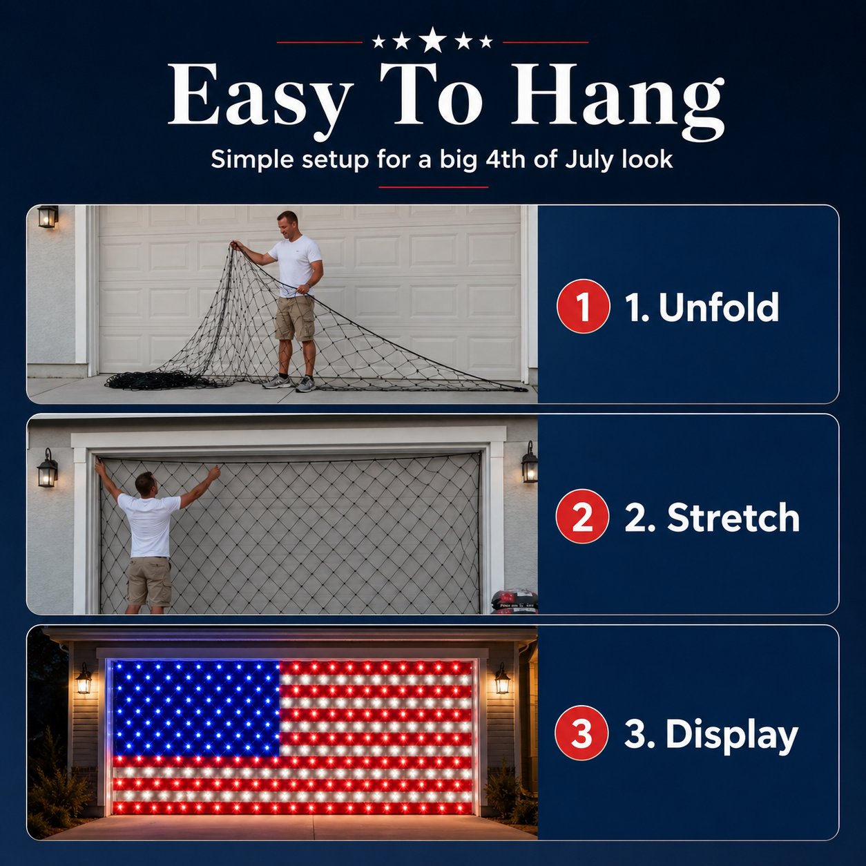 🇺🇸 4th Of July Garage Flag Net Lights
