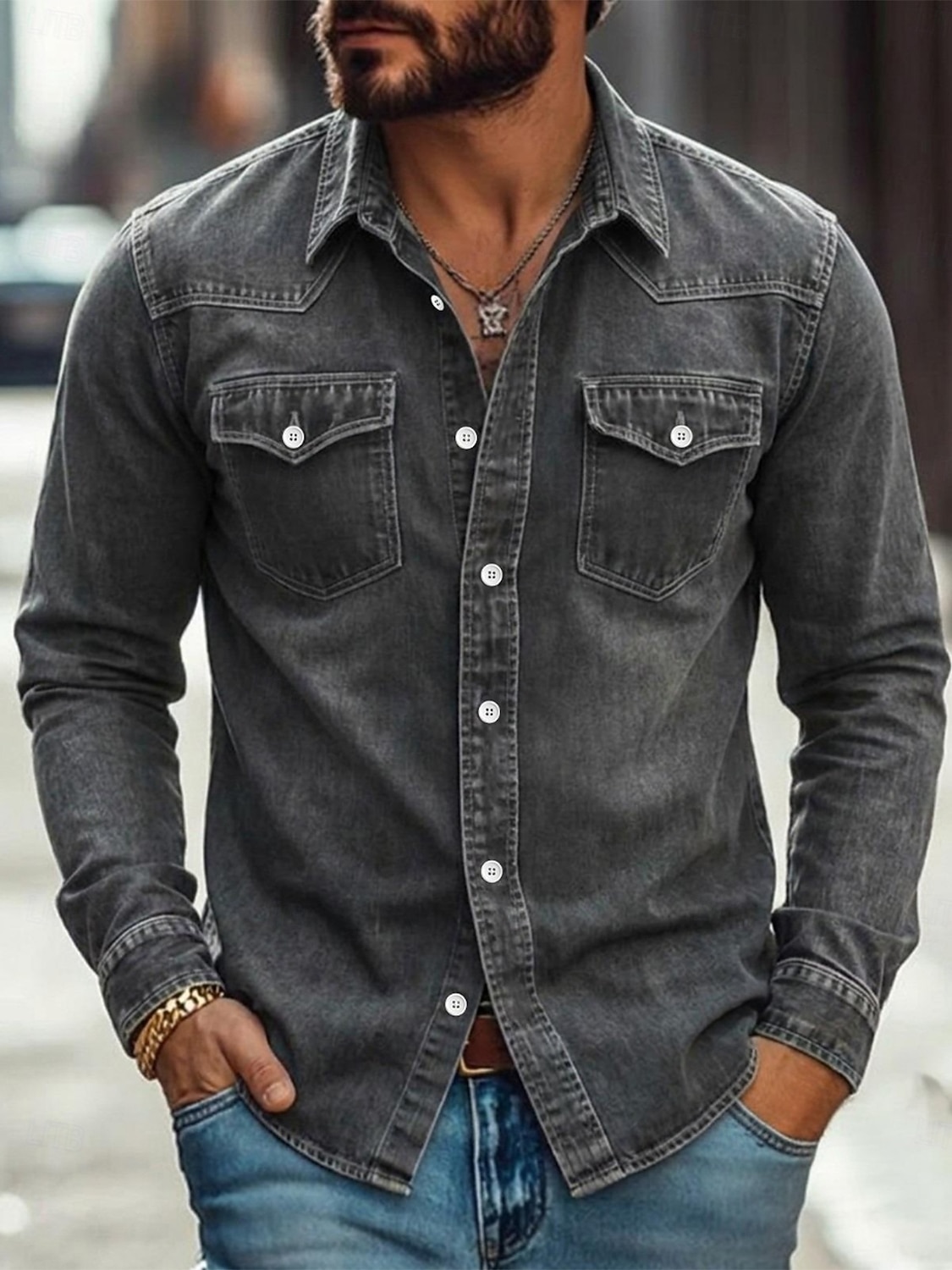 SoftFade&trade; Men Shirt Casual Shirt Work Shirt Western Shirt Button Up Shirt Garment Dyed Blue Black Red Green Long Sleeve Plain Shirt Collar Casual Daily Front Pocket Clothing Apparel Cotton 2026 - $32.99 &ndash;P7