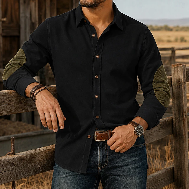 Men's Shirt Texture Casual Shirt Corduroy Shirt Button Up Shirt