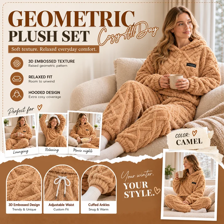 ⏳LAST DAY SALE ONLY ￡23.99!!🔥🍂 Embossed Geometric Plush Set – Timeless Comfort & Effortless Style For Every Occasion