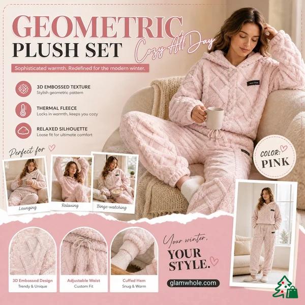 ⏳LAST DAY SALE ONLY ￡23.99!!🔥🍂 Embossed Geometric Plush Set – Timeless Comfort & Effortless Style For Every Occasion