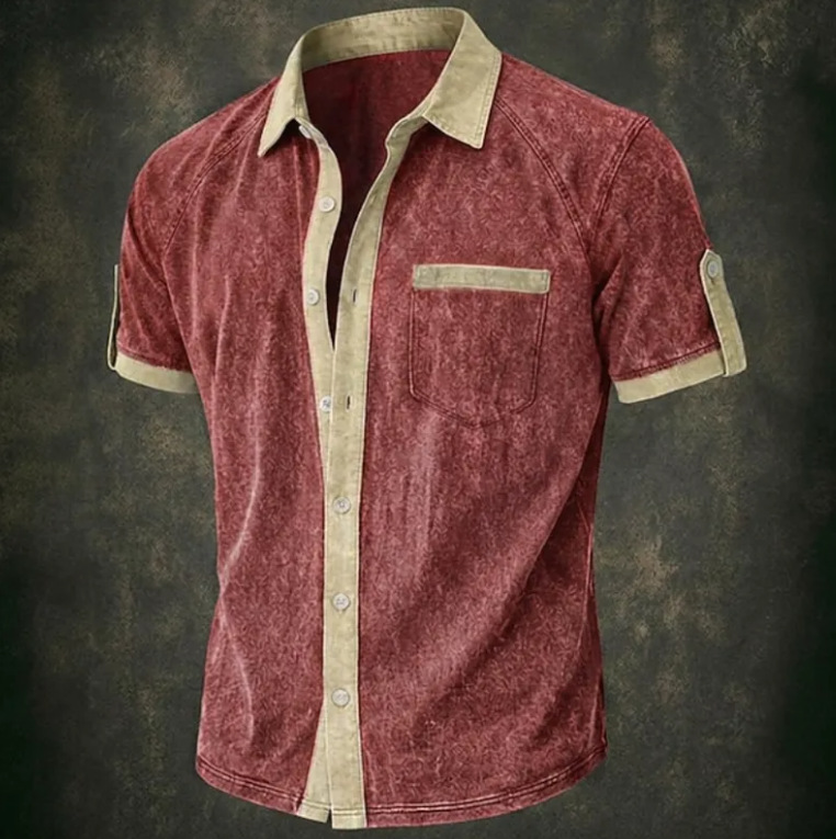 Men Shirt Casual Shirt Button Up Shirt 100% Cotton Acid Wash Shirt