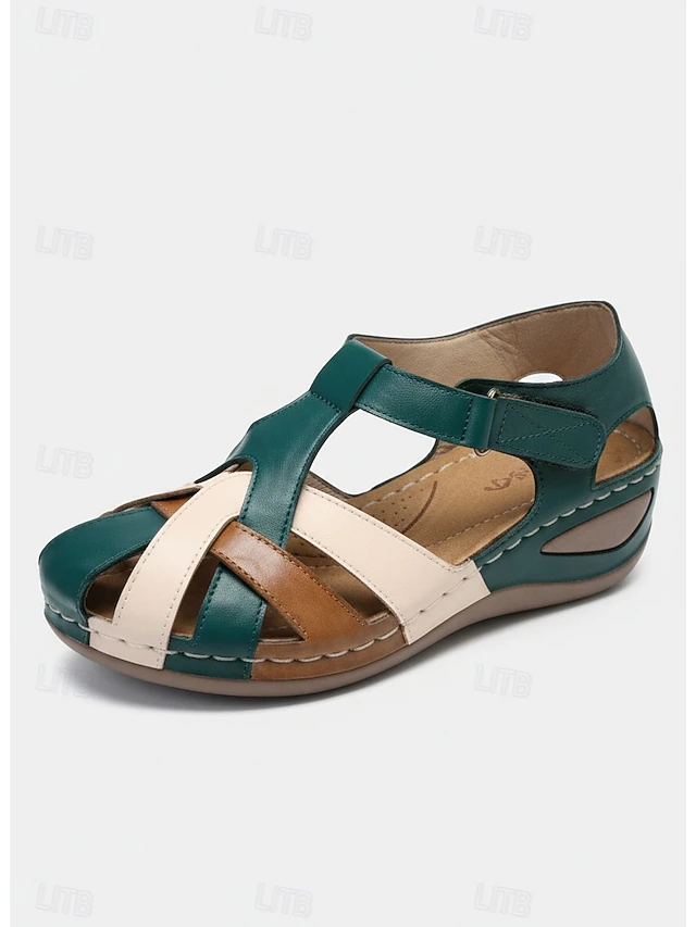 Women's Comfortable Walking Sandals with Adjustable Velcro Strap – Closed Toe Casual Shoes for All-Day Wear