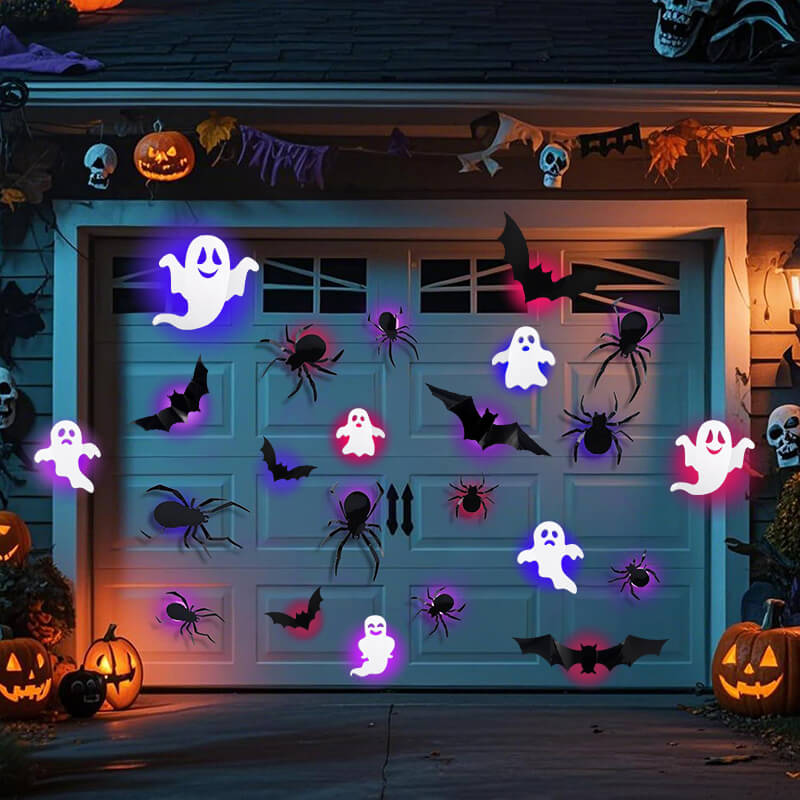 104PCS Halloween 3D Lighted Bats / SpiderWall Decors