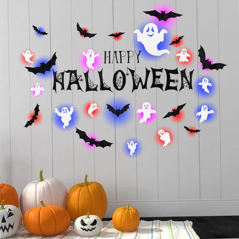 104PCS Halloween 3D Lighted Bats / SpiderWall Decors