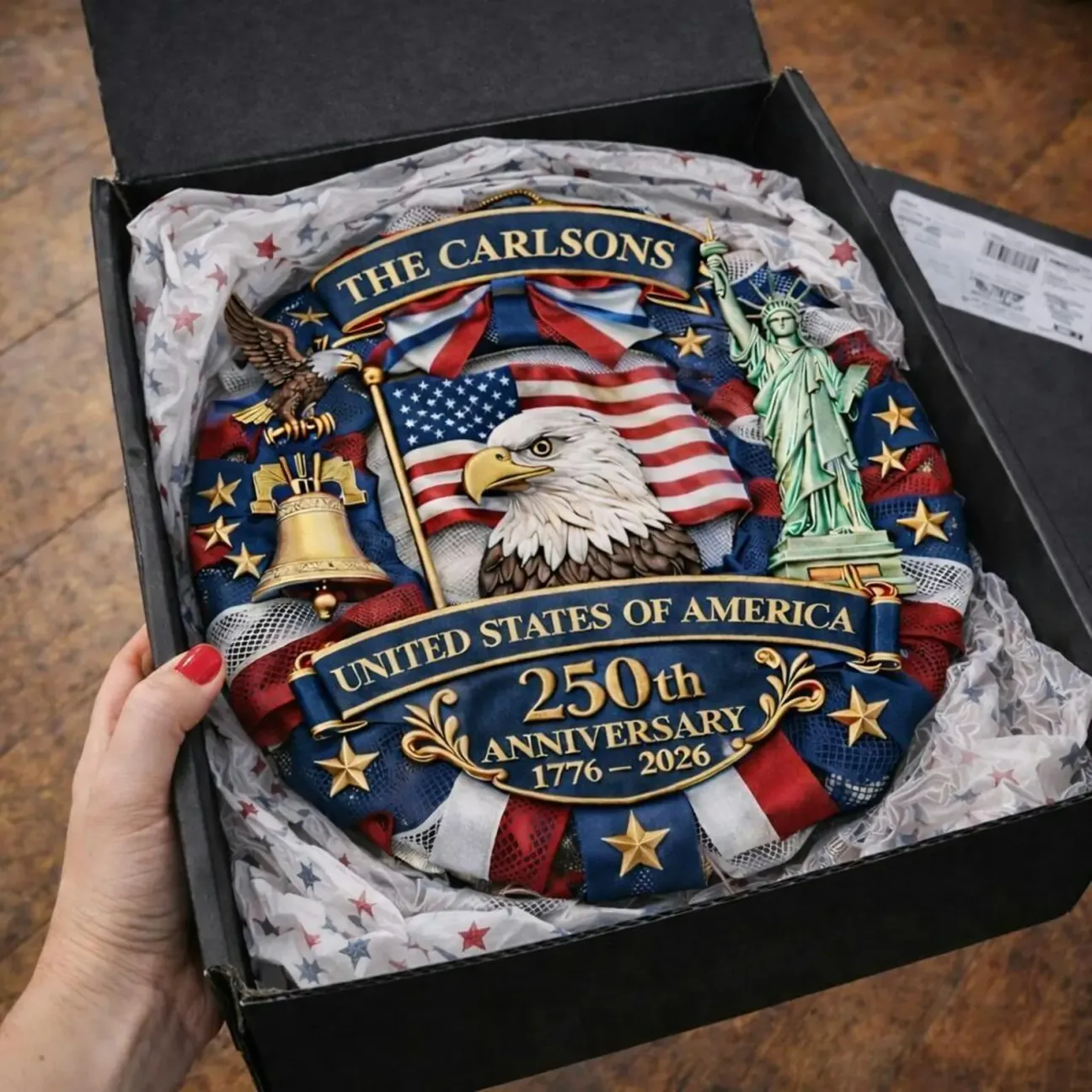 250th America Anniversary Wreath- 1776-2026 Patriotic Door Sign