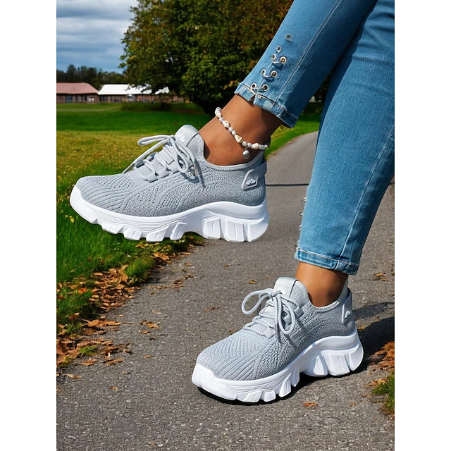 Women's Khaki Breathable Walking Shoes - Lightweight Lace-Up Comfort Sneakers For Travel and Daily Wear