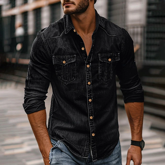 Men's Shirt Chambray Shirt Calico Shirt