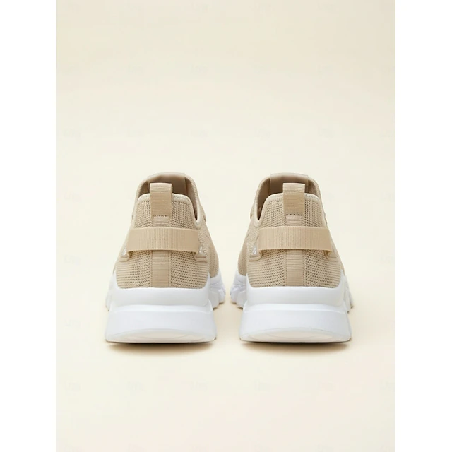 Women's Khaki Breathable Walking Shoes - Lightweight Lace-Up Comfort Sneakers For Travel and Daily Wear