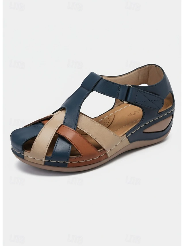 Women's Comfortable Walking Sandals with Adjustable Velcro Strap – Closed Toe Casual Shoes for All-Day Wear