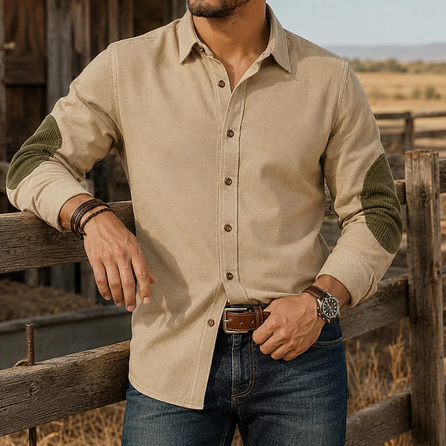 Men's Shirt Texture Casual Shirt Corduroy Shirt Button Up Shirt