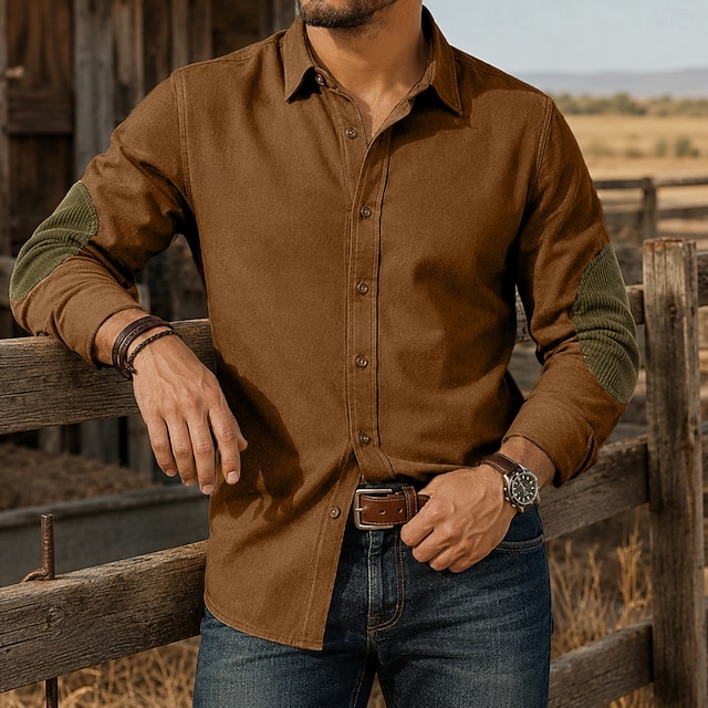 Men's Shirt Texture Casual Shirt Corduroy Shirt Button Up Shirt