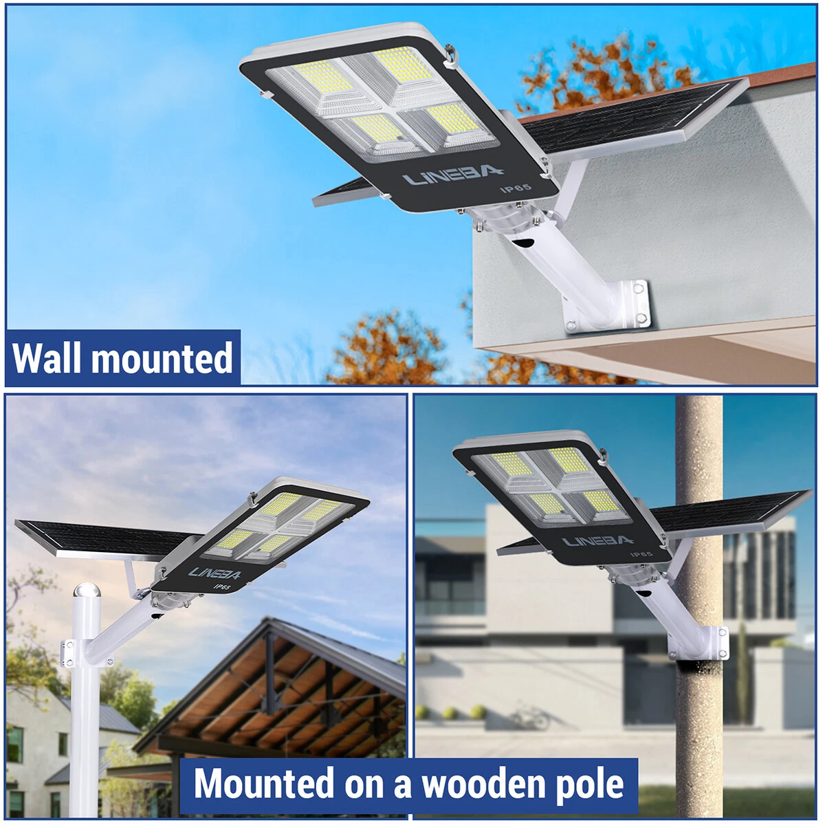 9999000LM Commercial LED Solar Street Light Motion Sensor Dusk-to-Dawn Road Lamp