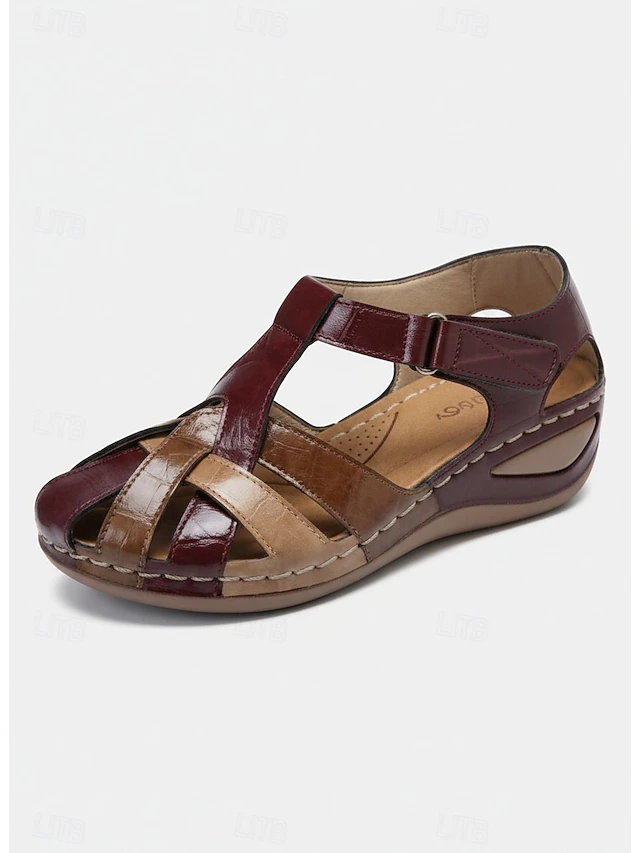 Women's Comfortable Walking Sandals with Adjustable Velcro Strap – Closed Toe Casual Shoes for All-Day Wear