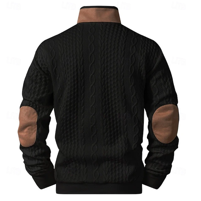 Men's Jacquard Sweatshirt Button Up Sweatshirts Pullover