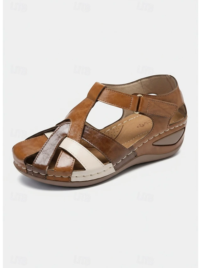 Women's Comfortable Walking Sandals with Adjustable Velcro Strap – Closed Toe Casual Shoes for All-Day Wear