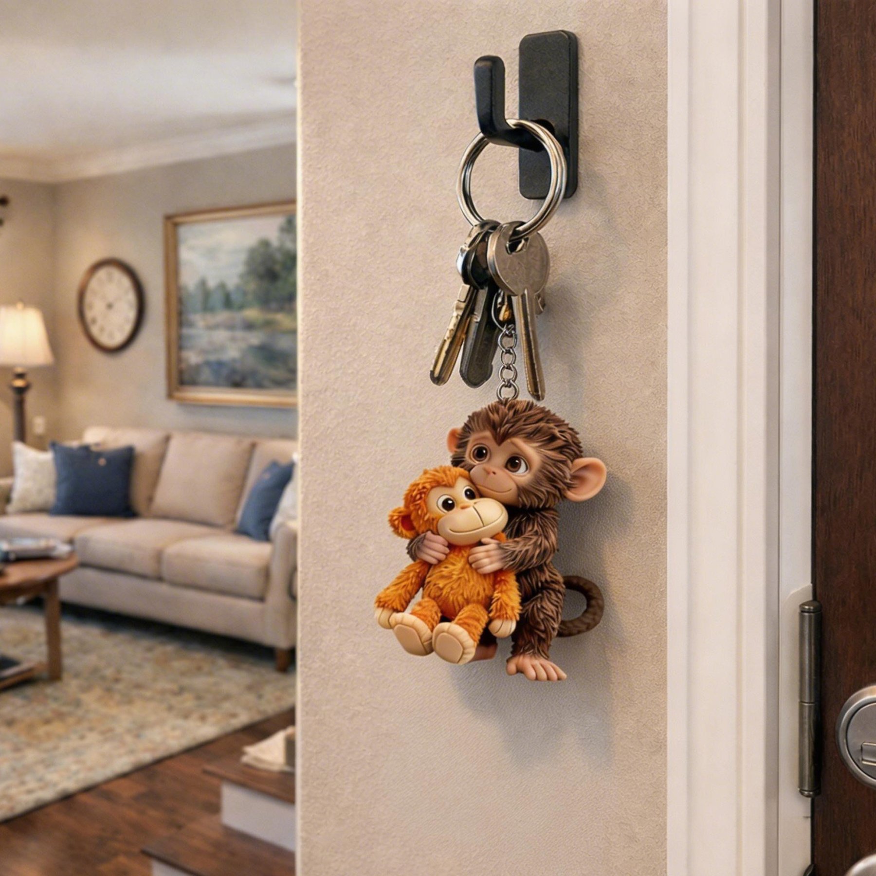 🐵 3D-Schlüsselanhänger „Viral Punch Monkey“ 💕 – Ein emotionales Geschenk für Tierfreunde, Familie, Freunde und geliebte Menschen 🎁