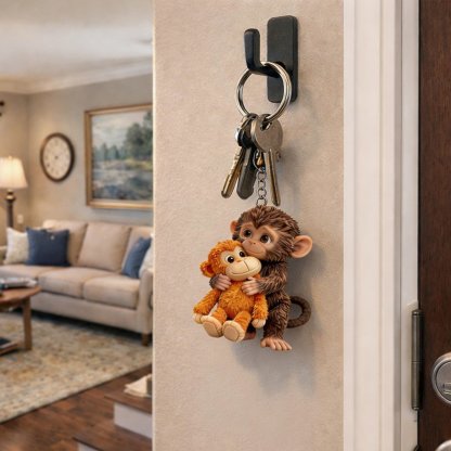 🐵 3D-Schlüsselanhänger „Viral Punch Monkey“ 💕 – Ein emotionales Geschenk für Tierfreunde, Familie, Freunde und geliebte Menschen 🎁