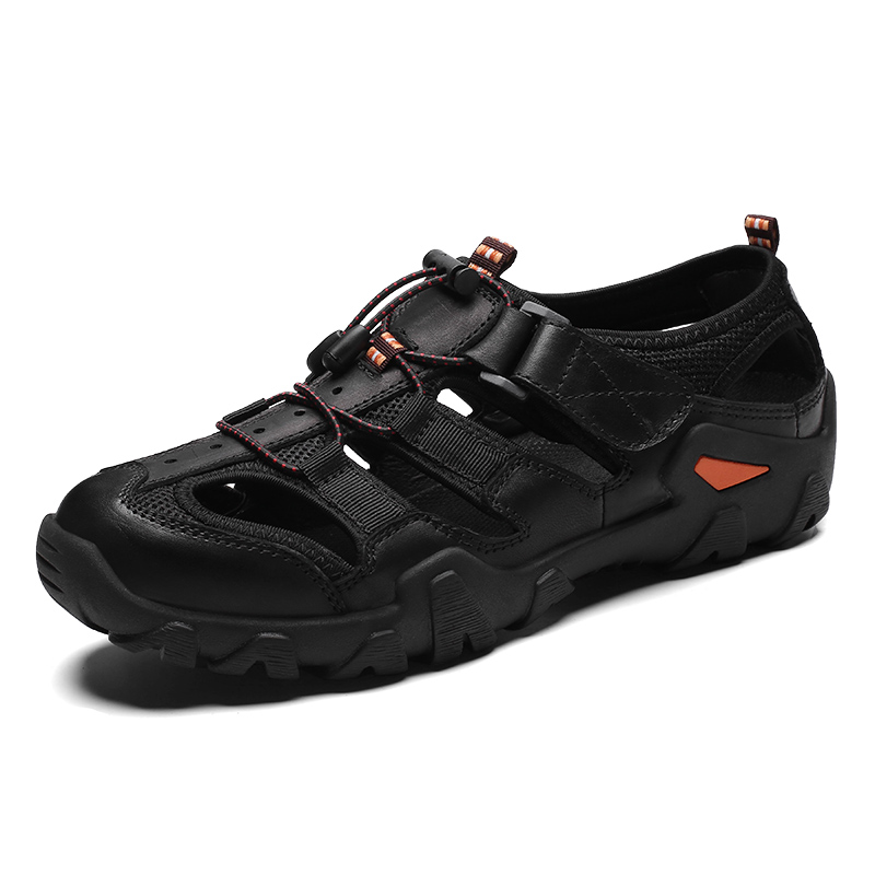 (🎁Kostenlose orthopädische Einlegesohlen🔥) Outdoor-Sandalen für Herren – Atmungsaktive Wandersandalen mit durchbrochenem Design, geschlossener Zehenpartie, stoßfester Zehenkappe, verstellbarem Riemen und rutschfester Sohle