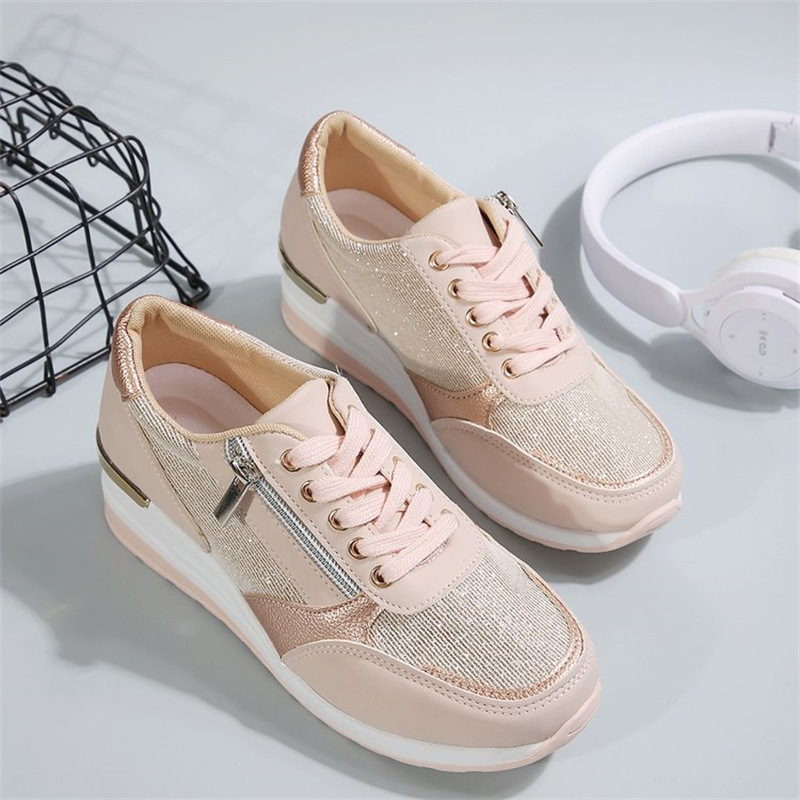 Neue orthopädische Damen-Sneaker mit Schnürsenkeln und seitlichem Reißverschluss