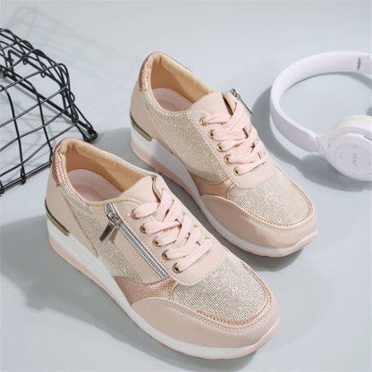 Neue orthopädische Damen-Sneaker mit Schnürsenkeln und seitlichem Reißverschluss