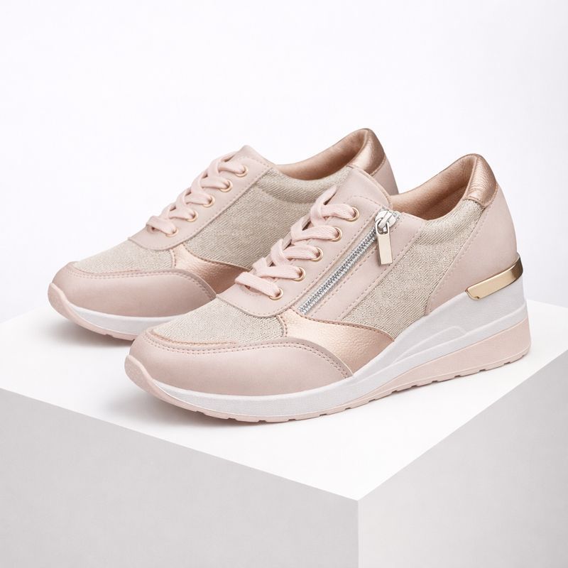 Neue orthopädische Damen-Sneaker mit Schnürsenkeln und seitlichem Reißverschluss