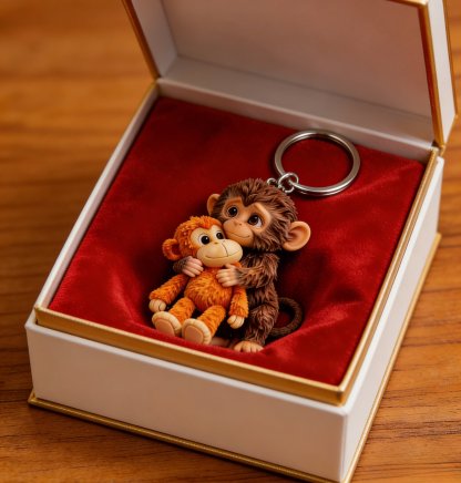 🐵 3D-Schlüsselanhänger „Viral Punch Monkey“ 💕 – Ein emotionales Geschenk für Tierfreunde, Familie, Freunde und geliebte Menschen 🎁