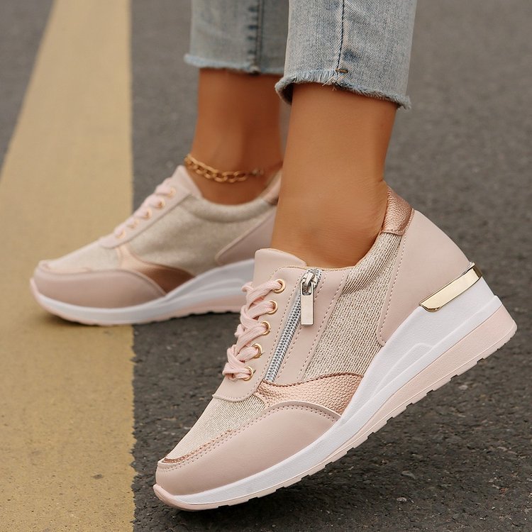 Neue orthopädische Damen-Sneaker mit Schnürsenkeln und seitlichem Reißverschluss