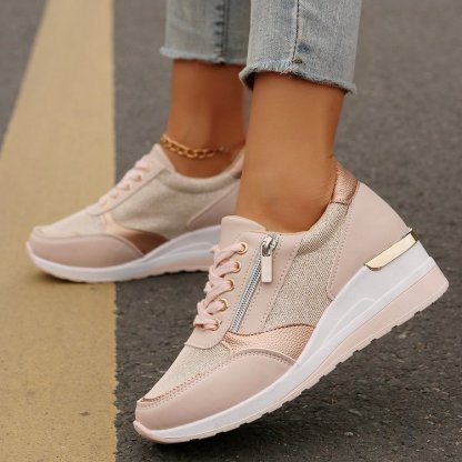 Neue orthopädische Damen-Sneaker mit Schnürsenkeln und seitlichem Reißverschluss