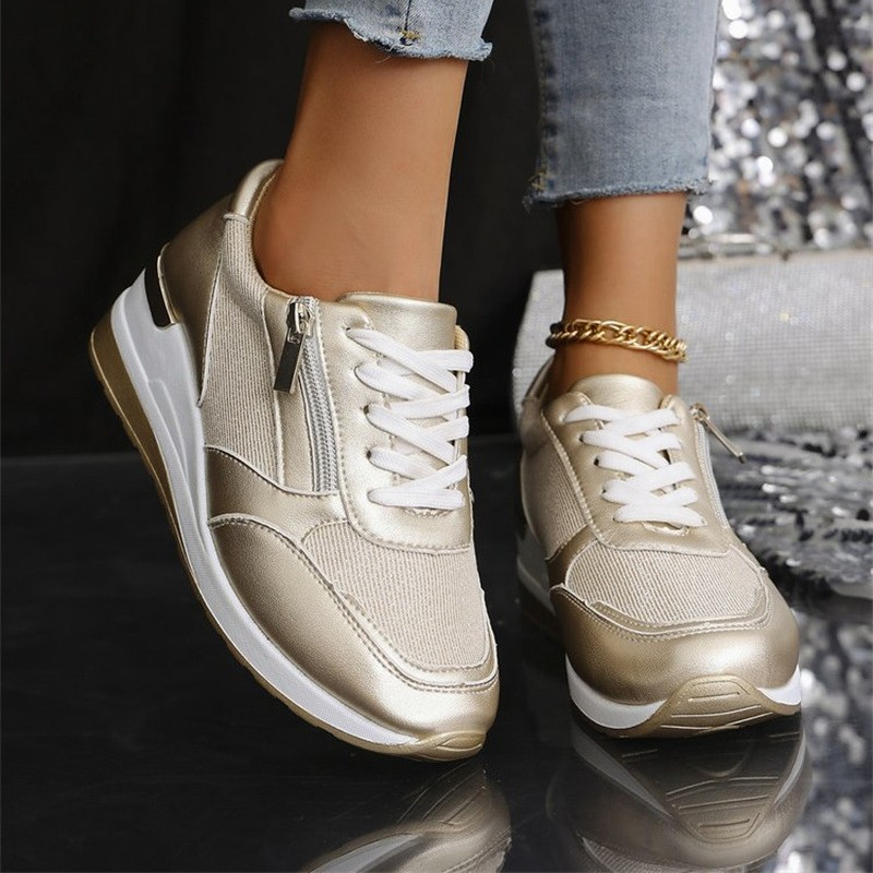 Neue orthopädische Damen-Sneaker mit Schnürsenkeln und seitlichem Reißverschluss