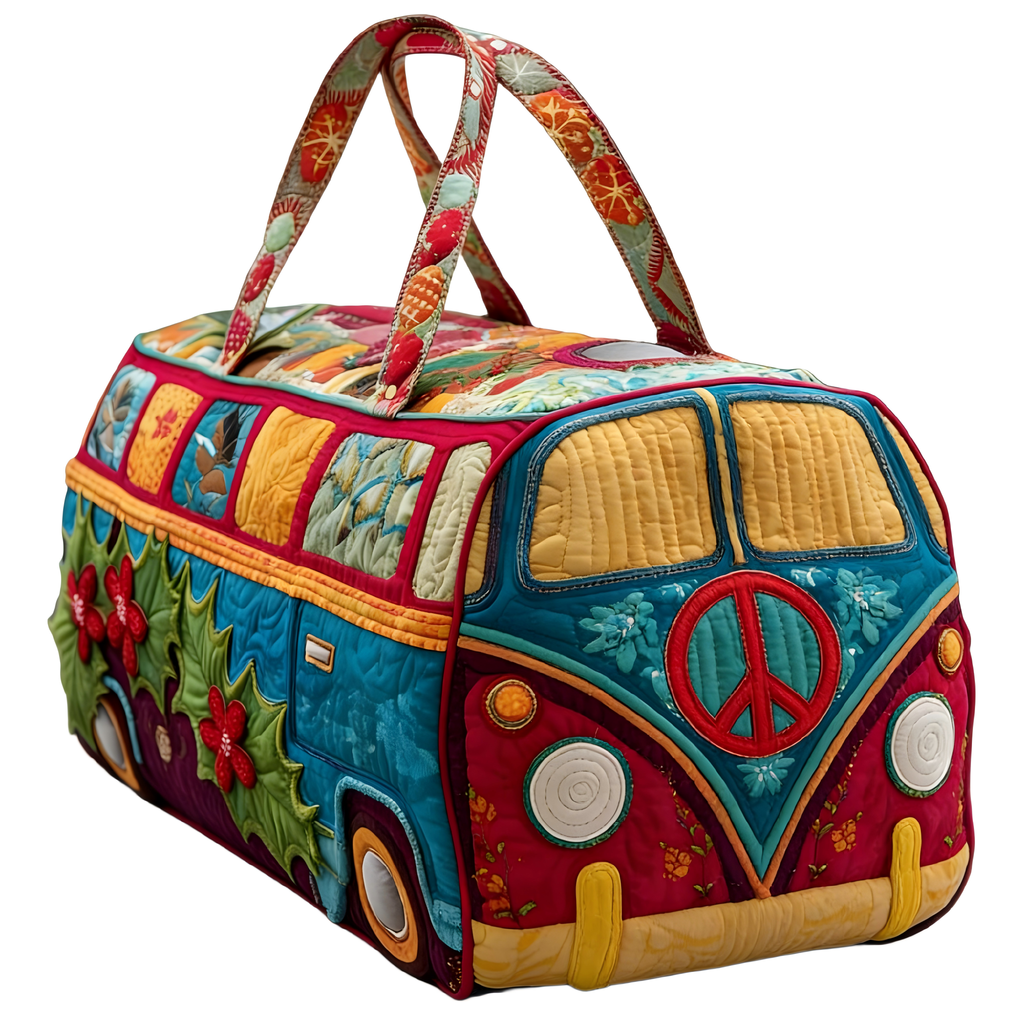 Merry Hippie Van Quilted Duffle Bag 