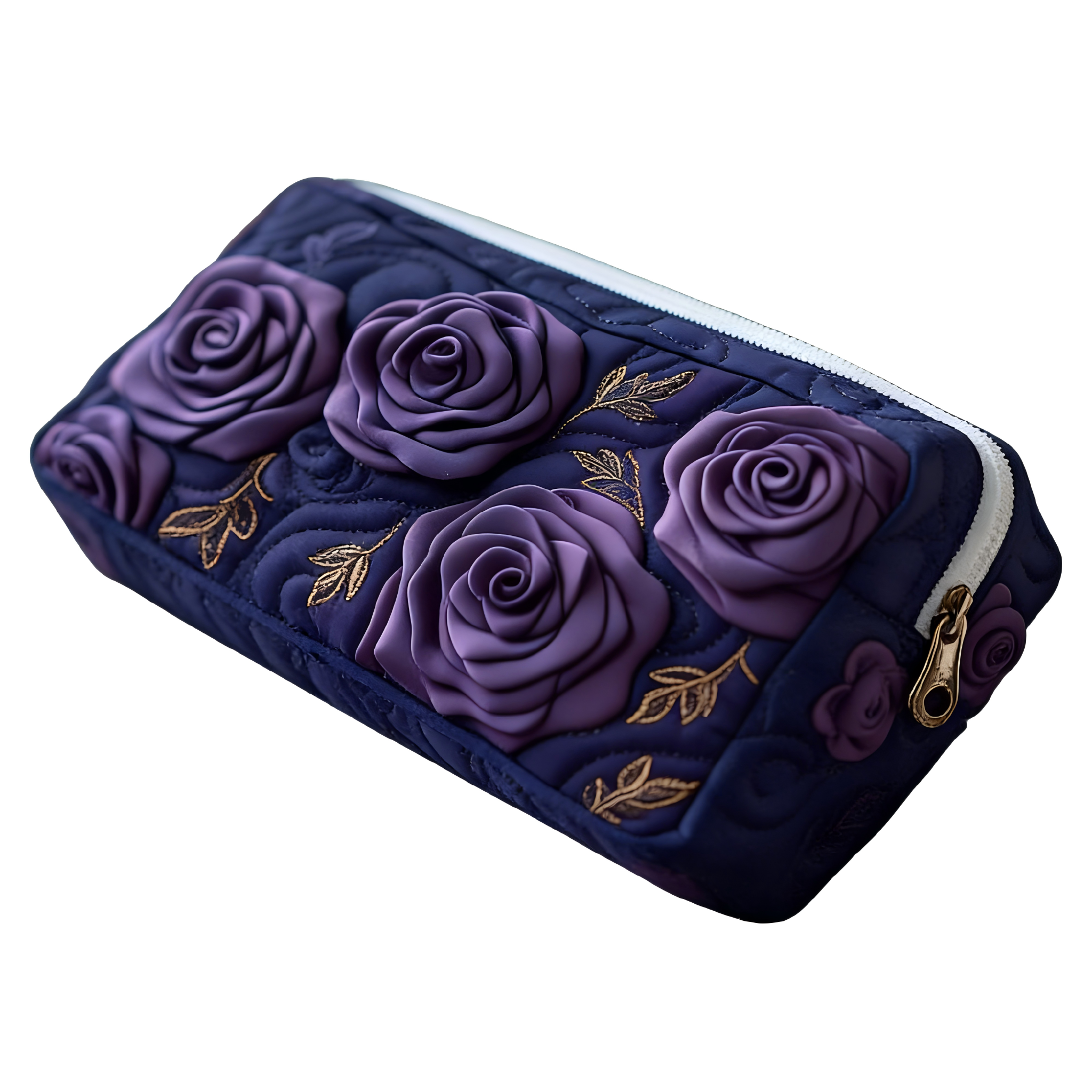 Amethyst Blossom Quilted Makeup Bag 