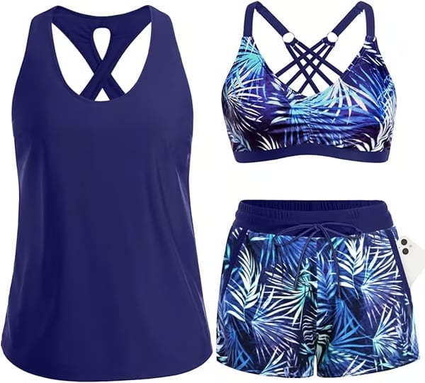 ⏰LAST DAY 50% OFF - 3 Piece Tankini with Shorts 🔥