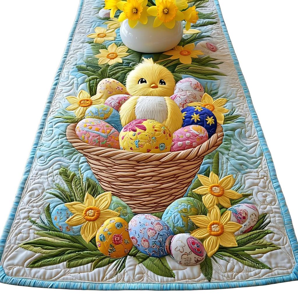 Easter Basket Eggs Quilted Table Runner 