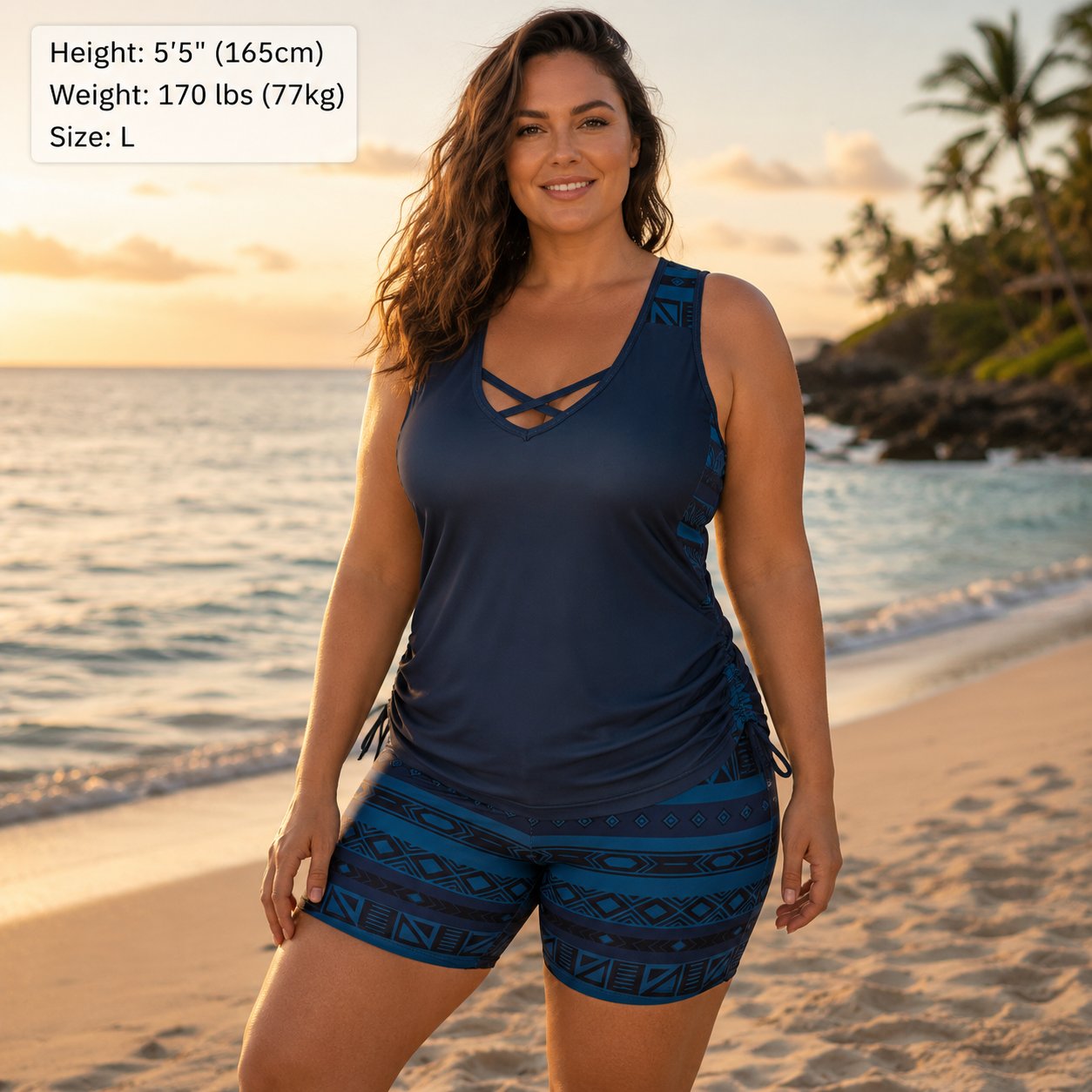 ⏰LAST DAY 60% OFF -  Women's 2-Piece Tummy Control Tankini Set with Built-In Bra – Flattering Boho Swimwear with Shorts🔥 Buy 2 Free Shipping