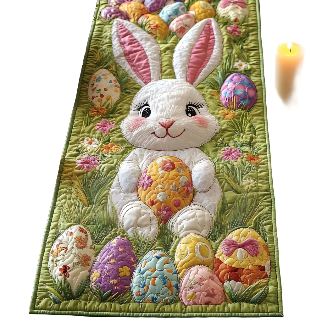 Colorful Eggs Quilted Table Runner 