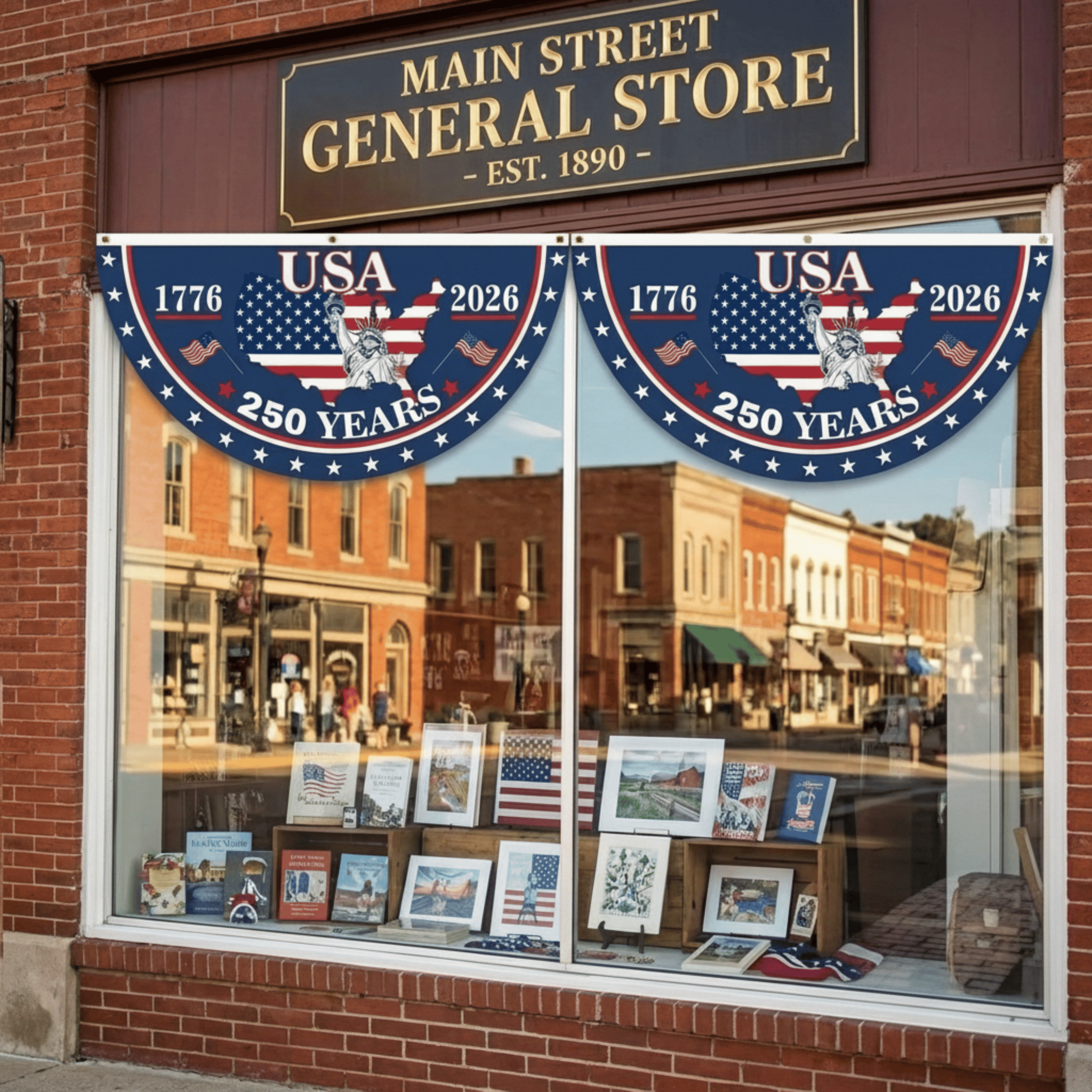 🗽USA 250th Anniversary Flag Half Round Banner🦅