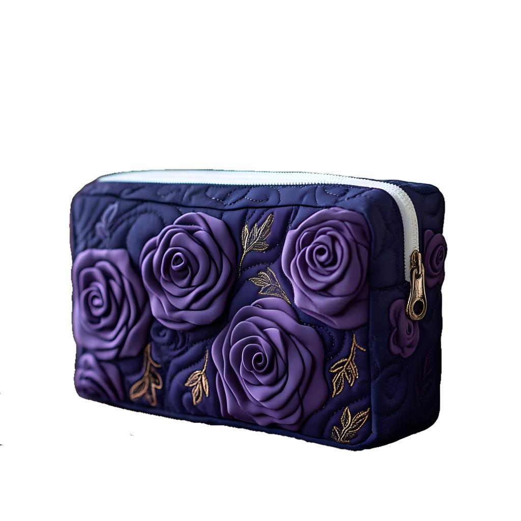 Amethyst Blossom Quilted Makeup Bag 