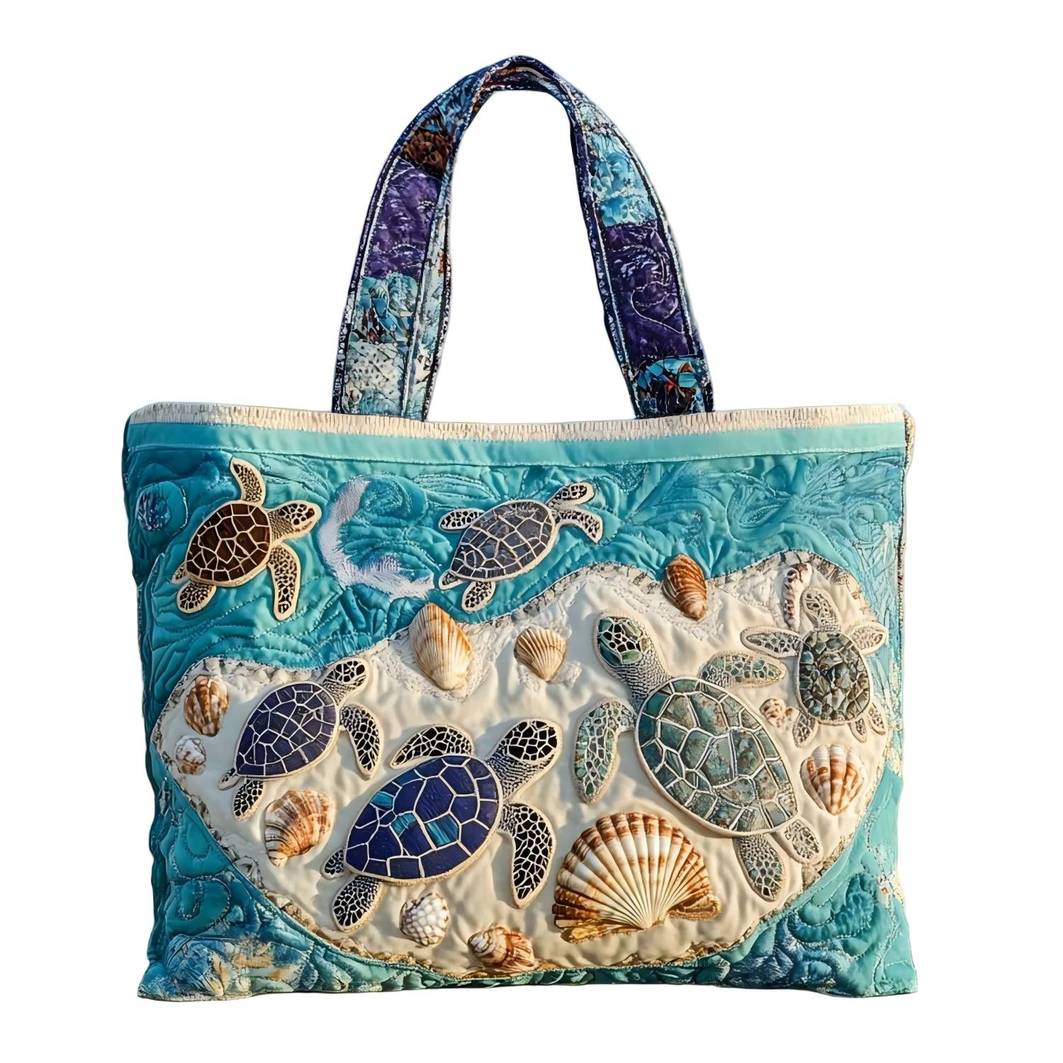 Hug-a-Turtle Quilted Tote Bag 