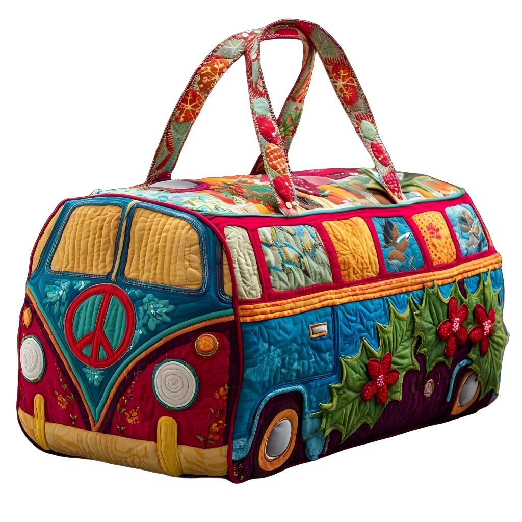 Merry Hippie Van Quilted Duffle Bag 