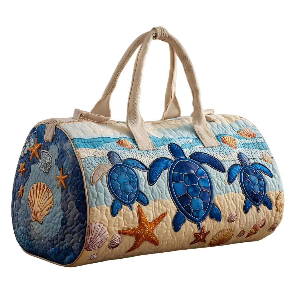 Turtle Journey Quilted Duffle Bag