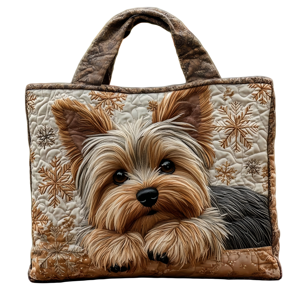 Yorkie Shine Quilted Tote Bag