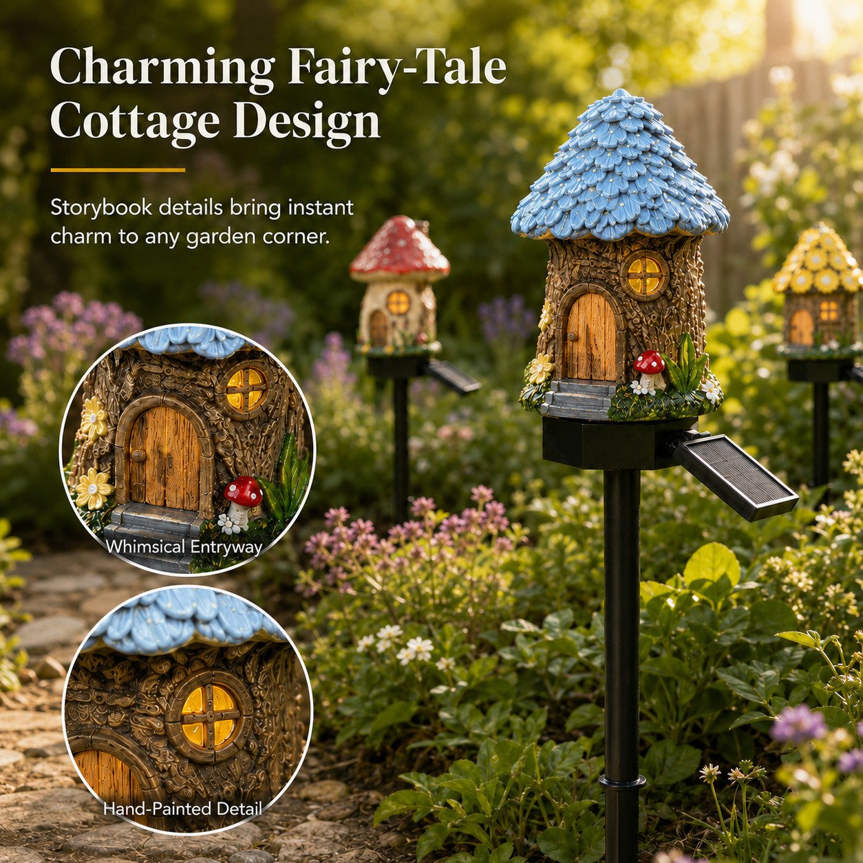 Solar Fairy-Tale Mushroom Cottage Garden Light