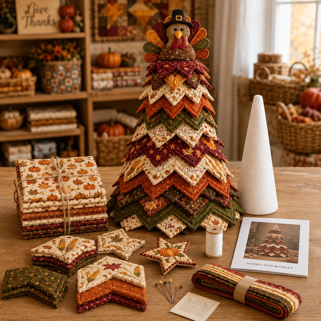 🔥 LAST DAY 49% OFF - 🎄🧵Americana Christmas Tree Quilt Kit💕