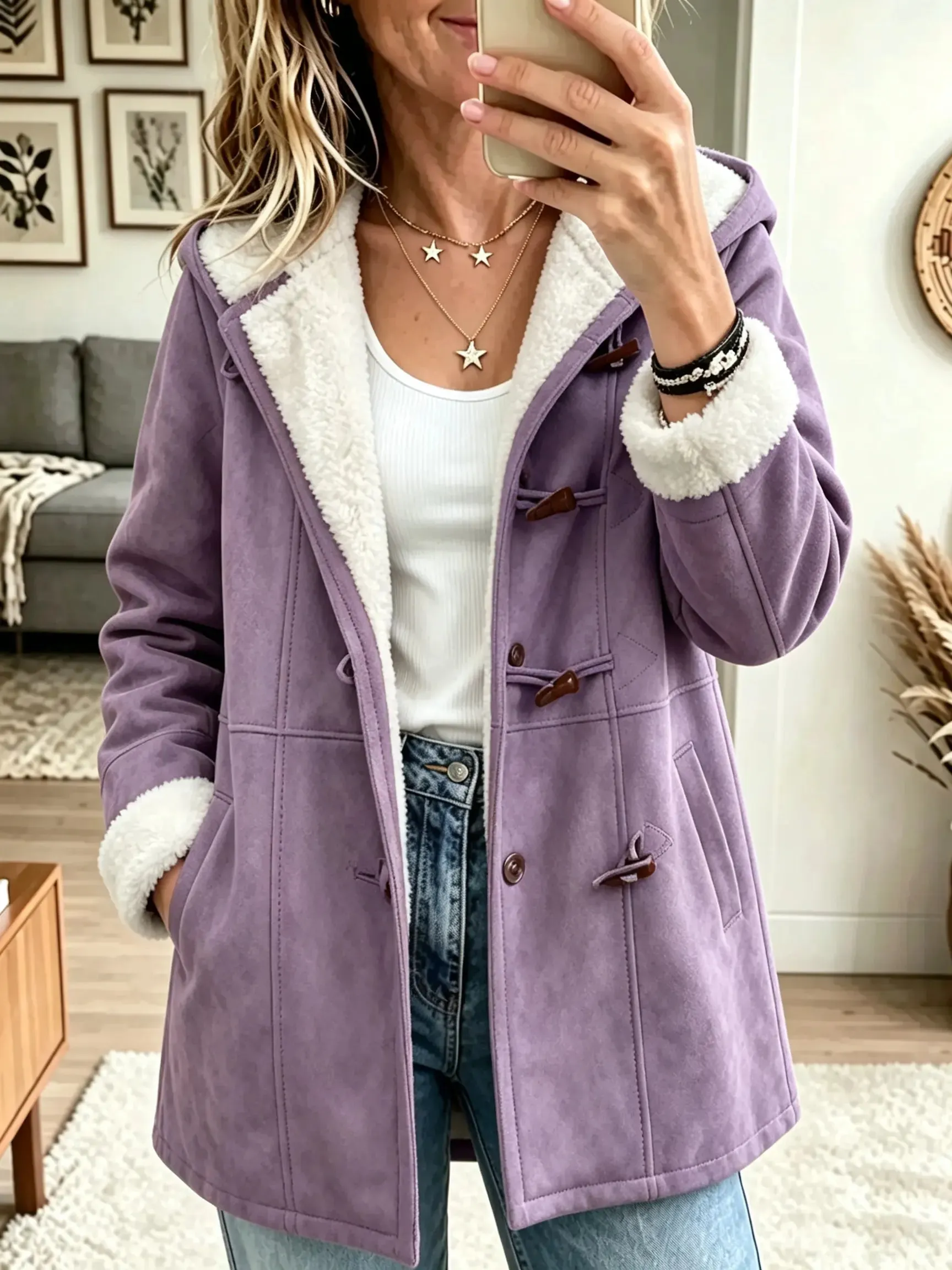 Purple sherpa coat